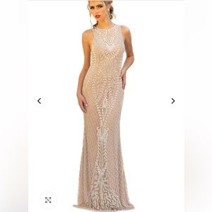 PRIMAVERA COUTURE 3227 NWT Nude Beaded Gown